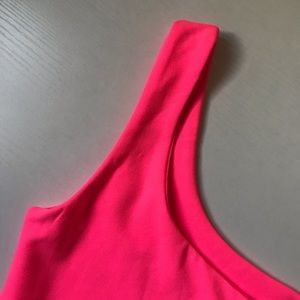 NEON PINK ONE SLEEVE CROP TOP